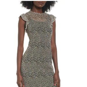 Love, Fire Animal Print Mesh Overlay Dress